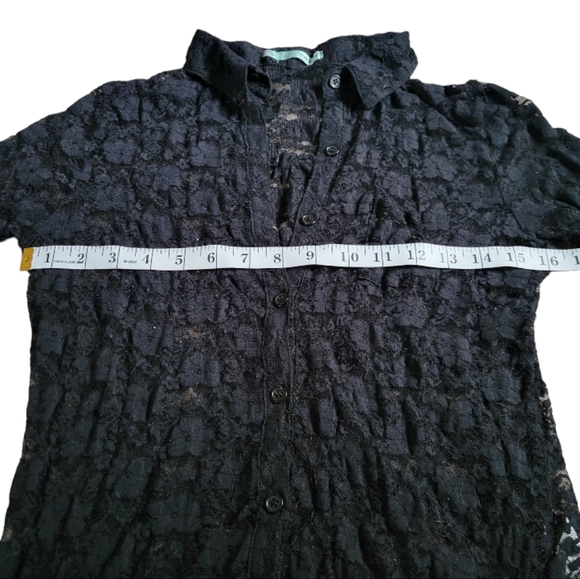 Maurices black lace button down womens large - Picture 2 of 4